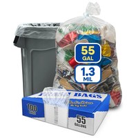 Plastic Prince 583C Can Liner, 55 gal, 1.3 Mil, 22 in x 14 in x 50 in, Clear, 100 per Case